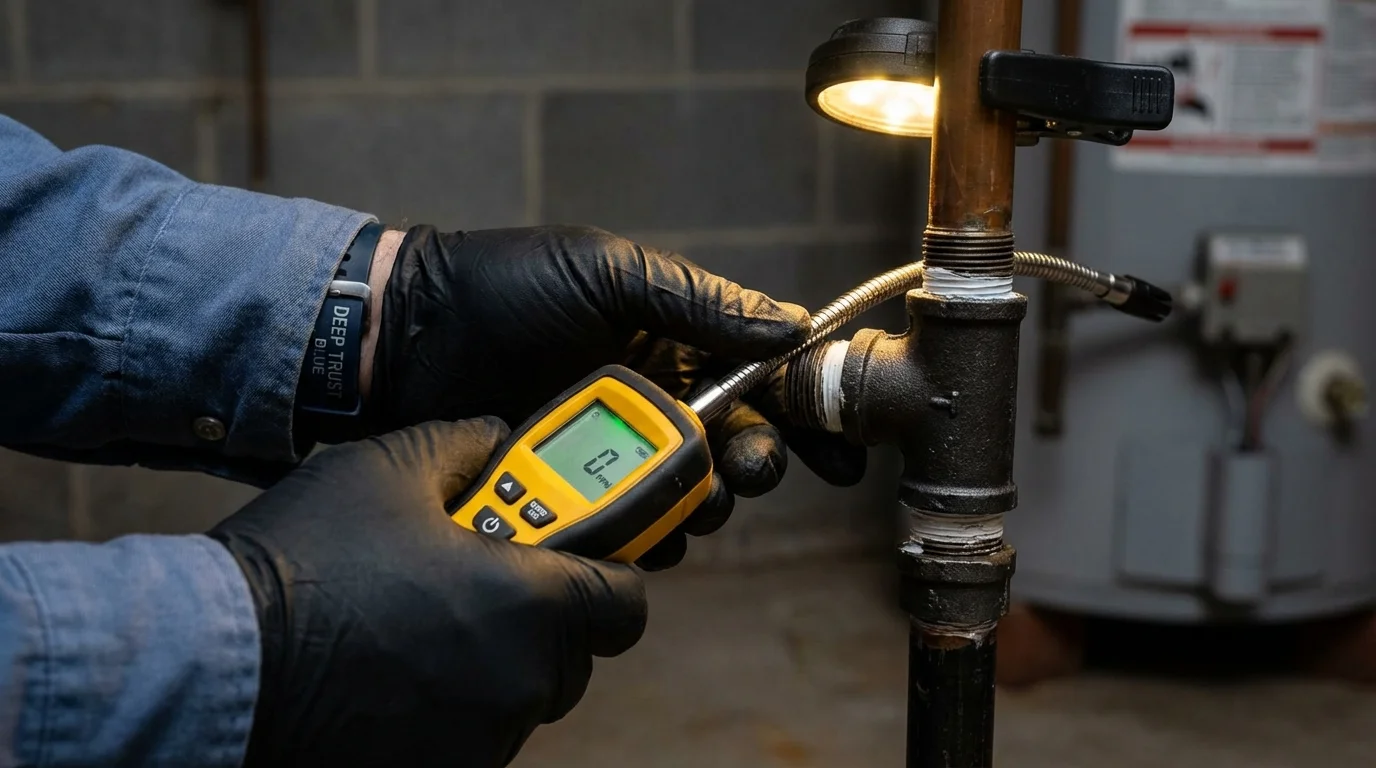 Gas leak detection with electronic sniffer by Johns Plumbing LLC in Inyokern